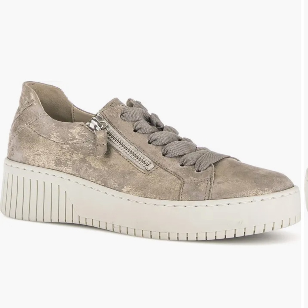 GABOR METALLIC TAUPE PLATFORM SNEAKERS